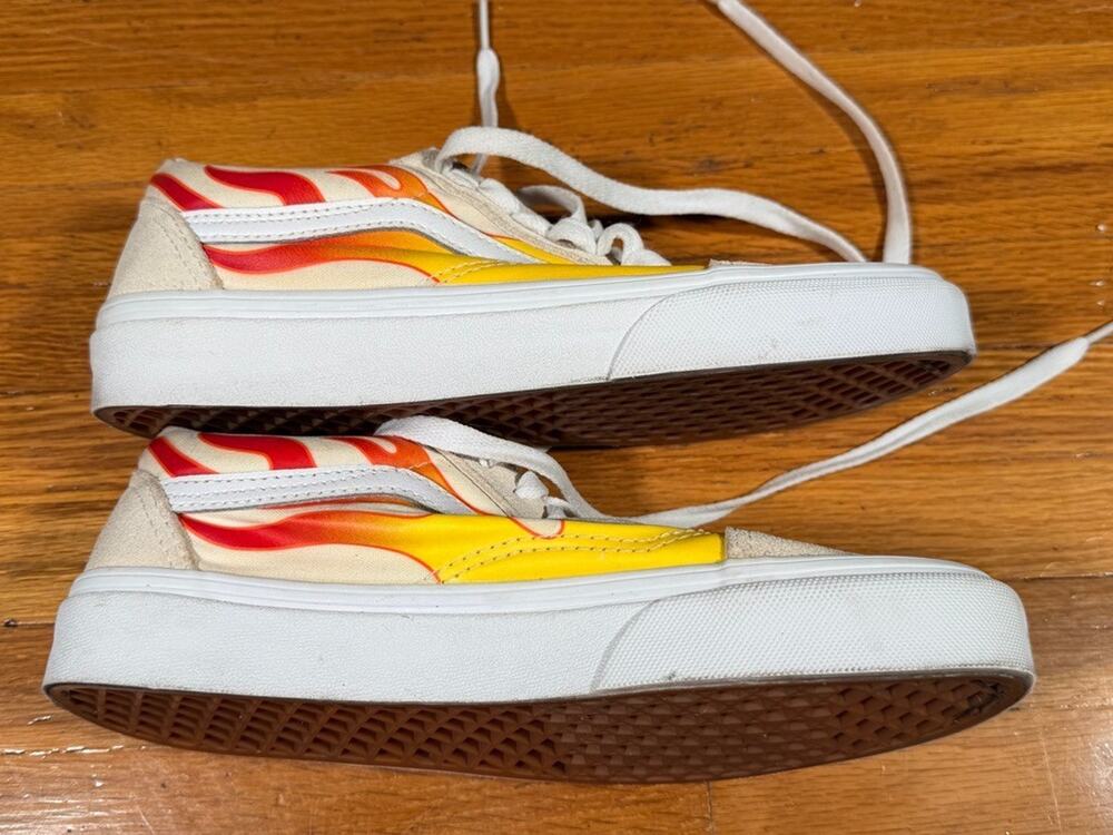 Vans Old Skool Platform Flame Sneakers Women’s 7 Men’s 5.5 Yellow Red